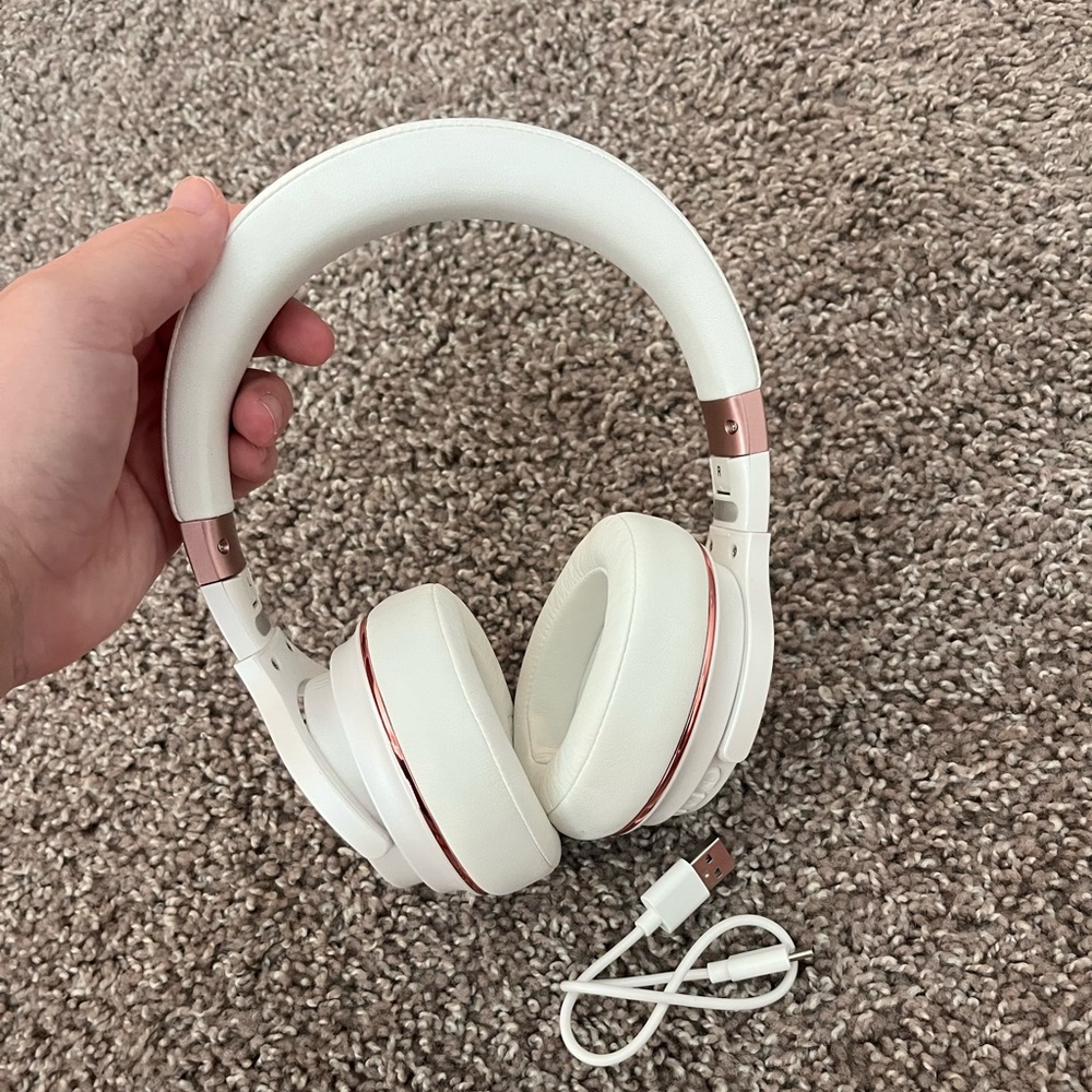 RAYCON White and Rose Gold Bluetooth Headphones